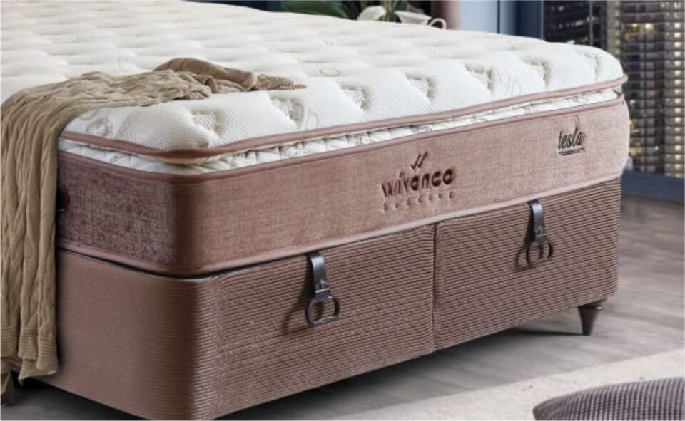 Toma Tesla Baza Yatak Set 160X200 Kahve Çizgili