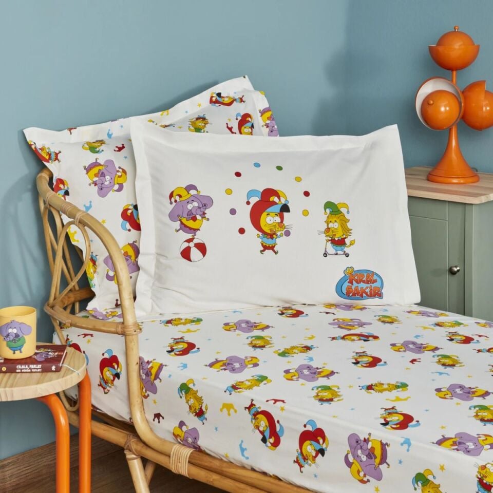 Karaca X Kral Şakir Cırcus Tek Kişilik Çarsaf Takımı Beyaz