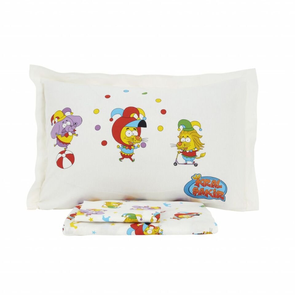 Karaca X Kral Şakir Cırcus Tek Kişilik Çarsaf Takımı Beyaz