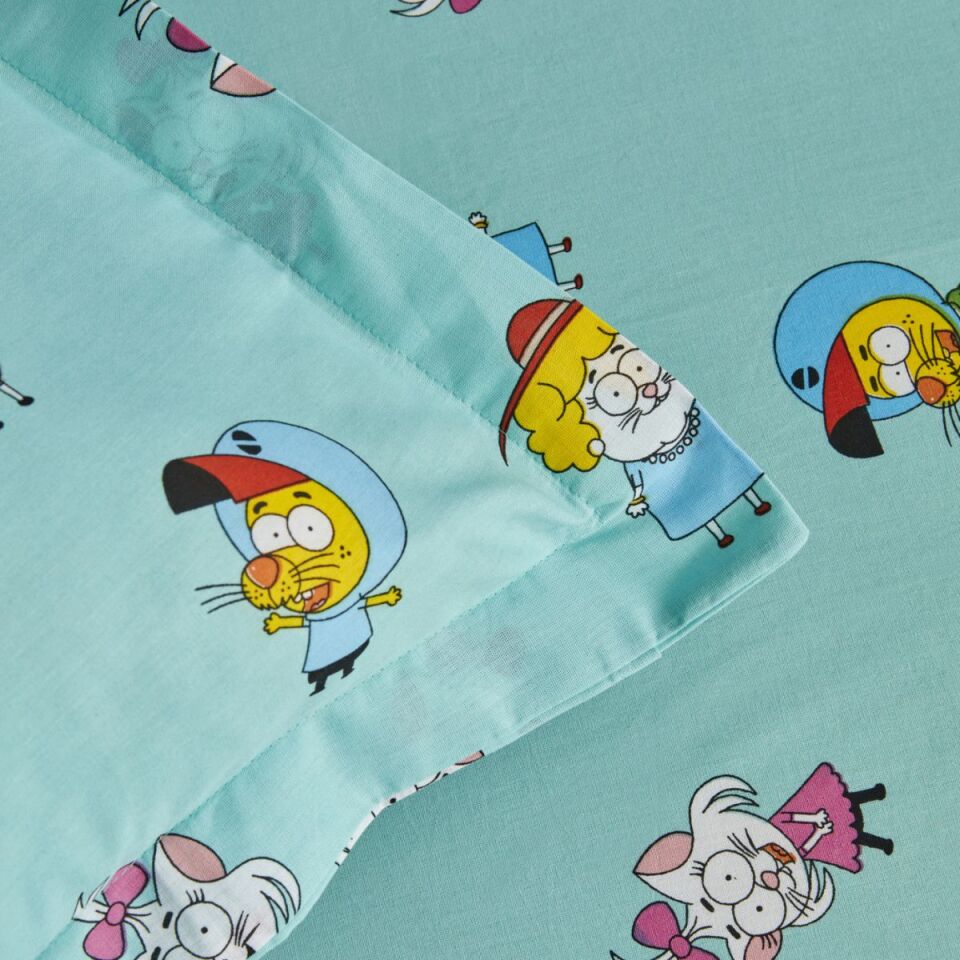 Karaca X Kral Şakir Famıly Tek Kişilik Çarsaf Su Mavisi