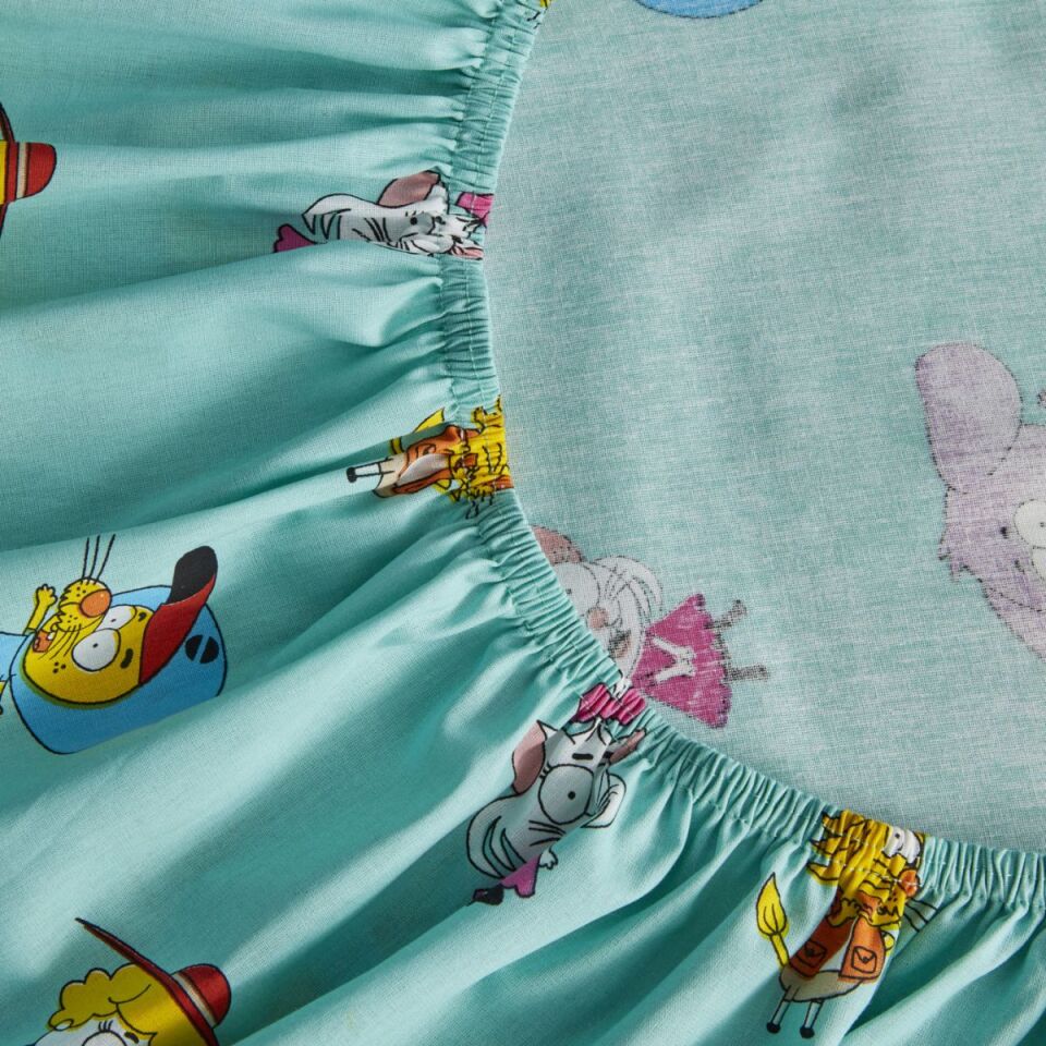 Karaca X Kral Şakir Famıly Tek Kişilik Çarsaf Su Mavisi