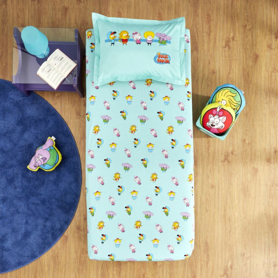 Karaca X Kral Şakir Famıly Tek Kişilik Çarsaf Su Mavisi