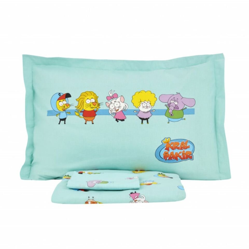 Karaca X Kral Şakir Famıly Tek Kişilik Çarsaf Su Mavisi