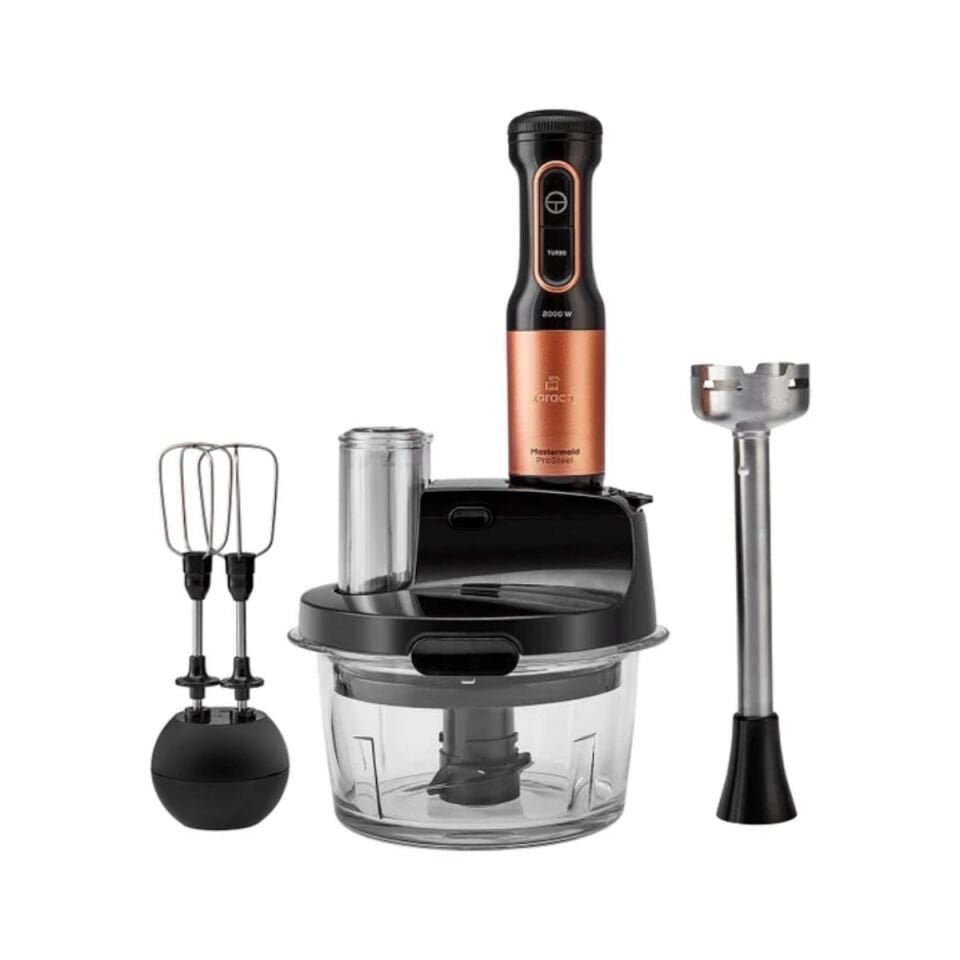 Karaca Mastermaid Prosteel Cam Mutfak Robotu Uzun Blender Ayaklı 6 Bıçaklı 2500 W Black Copper