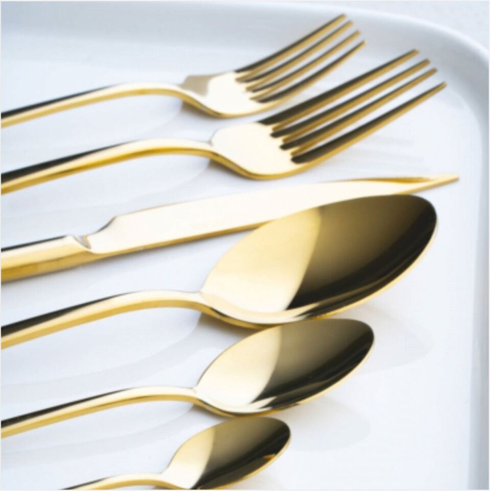 Acar Art-05006/4 Elenor 72 Parça Titanyum Gold Çatal-Kaşık-Bıçak Takımı