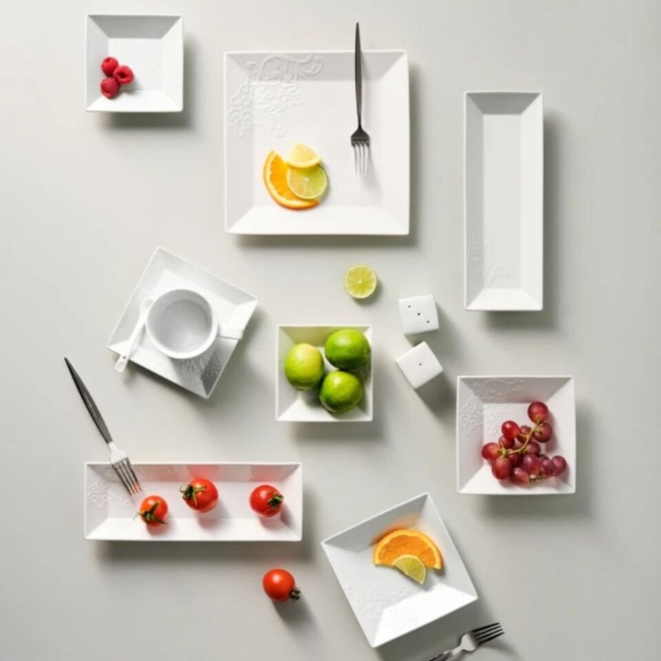 Karaca Trend Emboss Green 32 Parça Kahvaltı Seti Kare