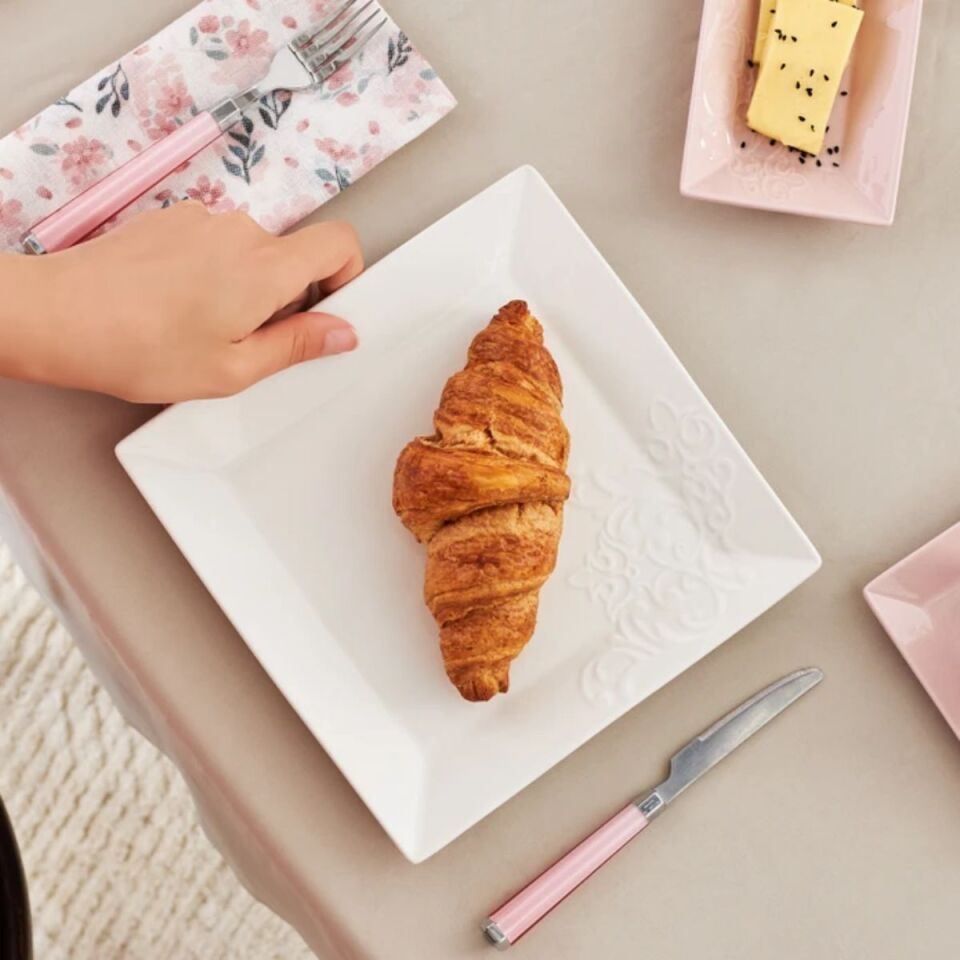 Karaca Trend Emboss Pınk 32 Parça Kahvaltı Seti Kare