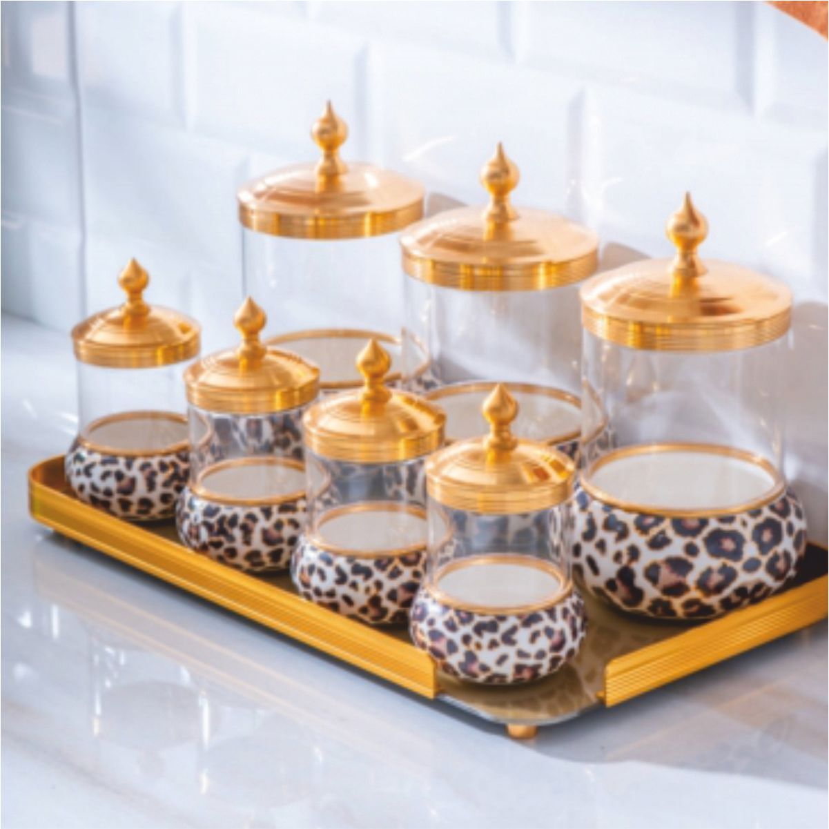 Acar Koh-07316/4 Ortigia 8 Li Cam Tepsili Baharat Takımı