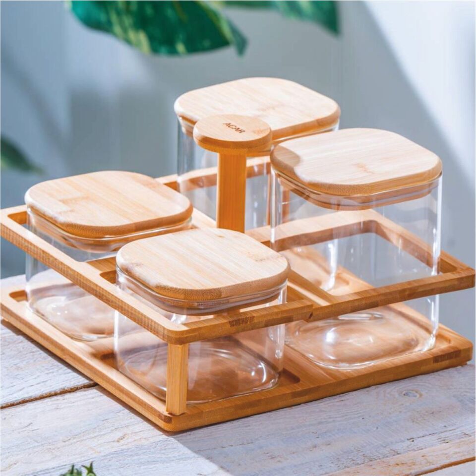 Acar Lnd-07558/4 Malıbu 4 Lü Bambu Standlı Baharatlık