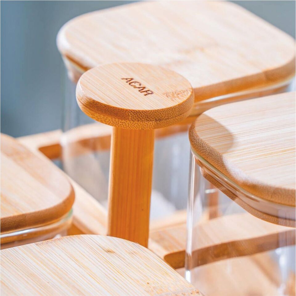 Acar Lnd-07558/4 Malıbu 4 Lü Bambu Standlı Baharatlık