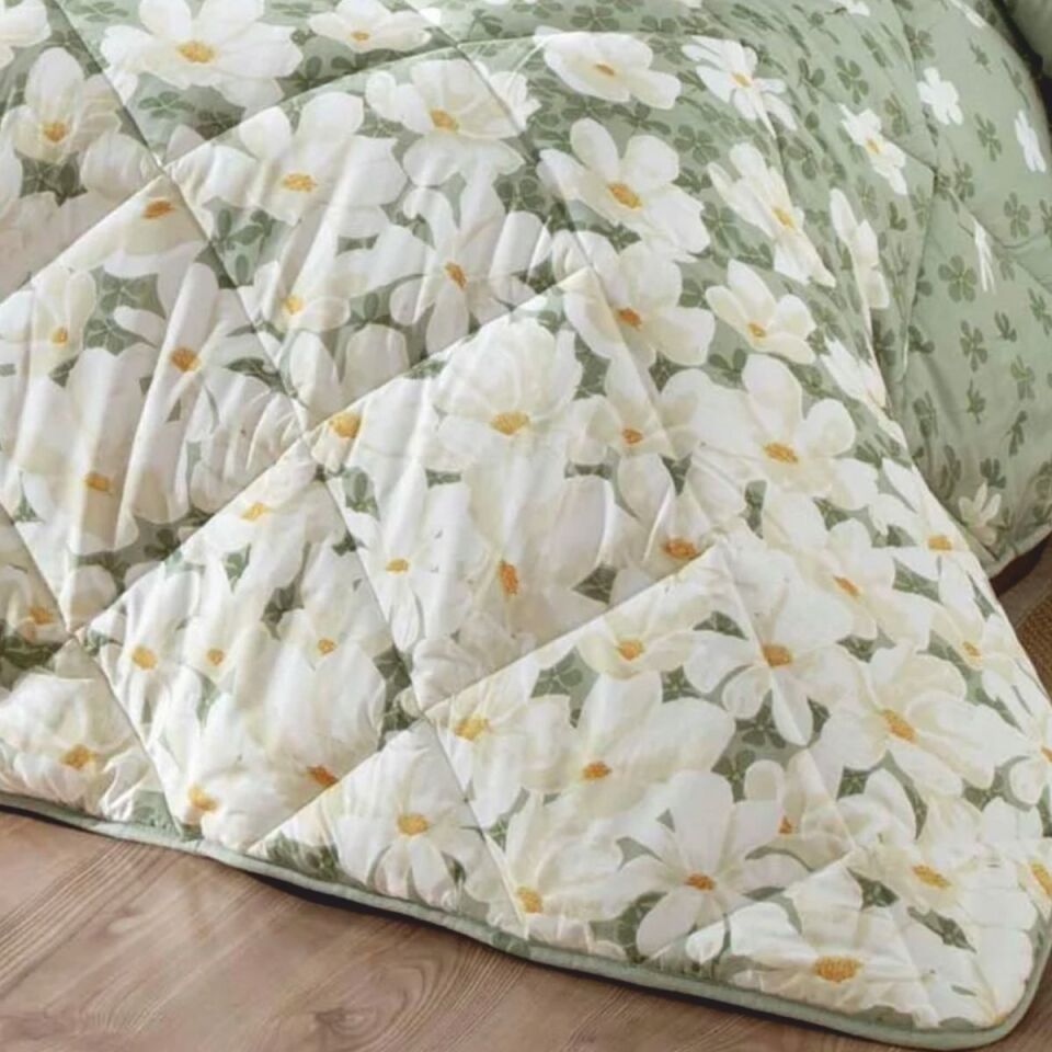 Tac Liana Ranforce Çift Kişilik Yorgan Set Yeşil