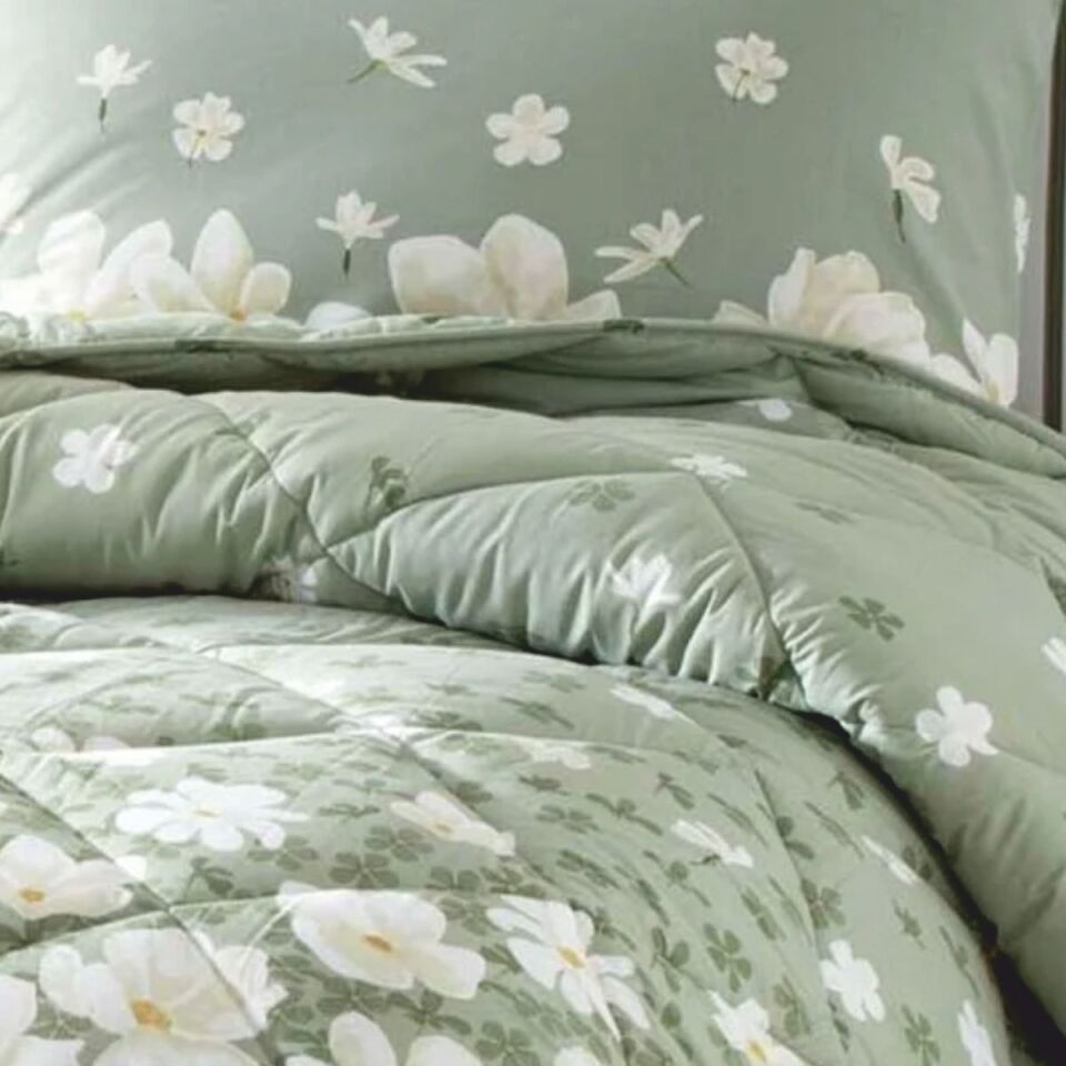 Tac Liana Ranforce Çift Kişilik Yorgan Set Yeşil