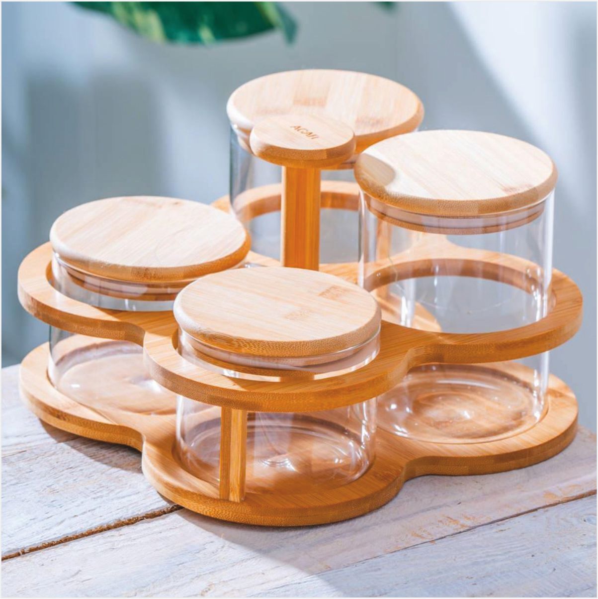 Acar Lnd-07559/4 Malıbu 4 Lü Bambu Standlı Baharatlık