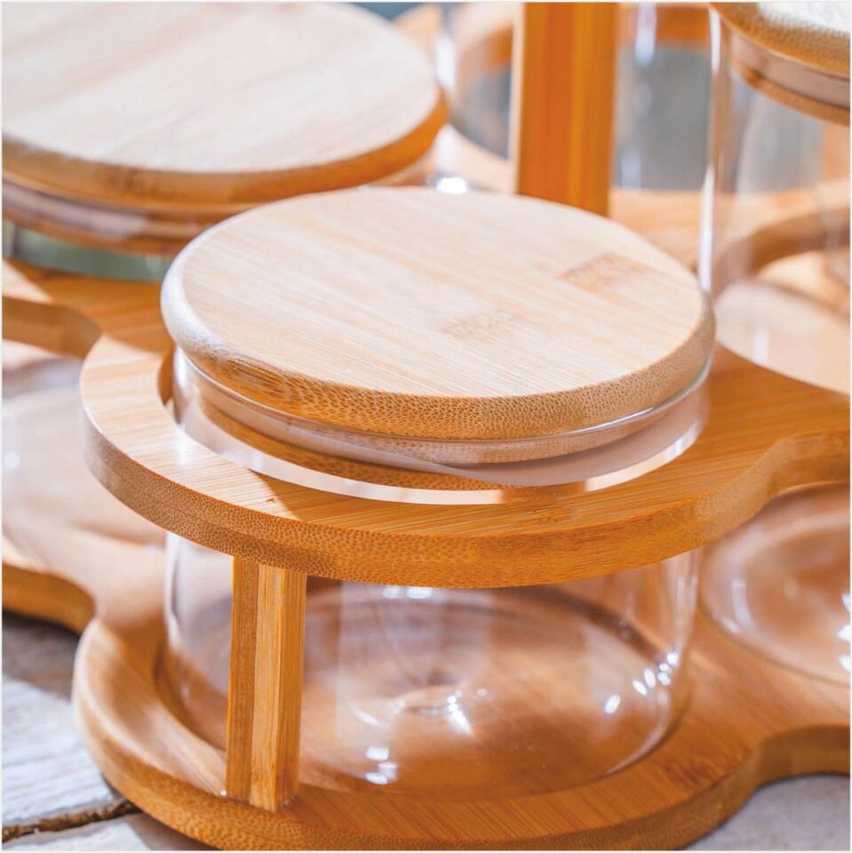 Acar Lnd-07559/4 Malıbu 4 Lü Bambu Standlı Baharatlık