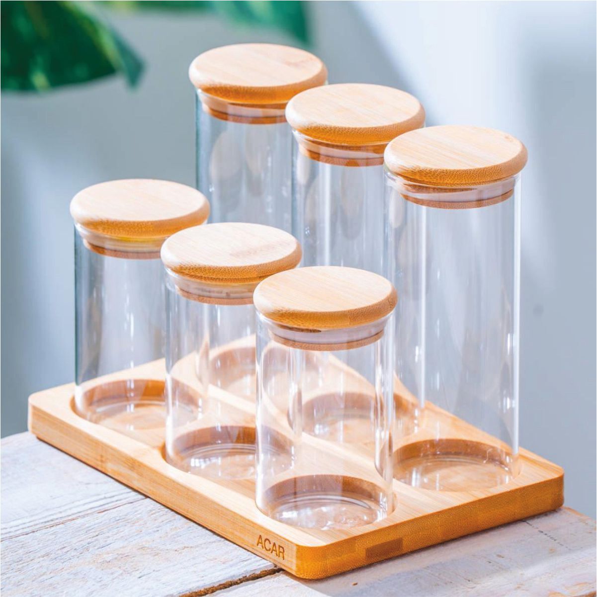 Acar Lnd-07562/4 Malıbu 6 Lı Bambu Standlı Baharatlık