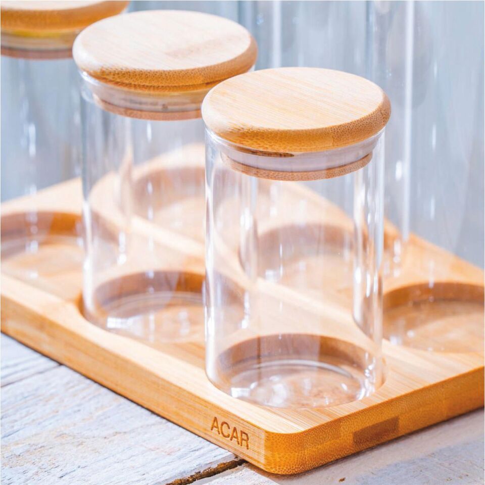 Acar Lnd-07562/4 Malıbu 6 Lı Bambu Standlı Baharatlık