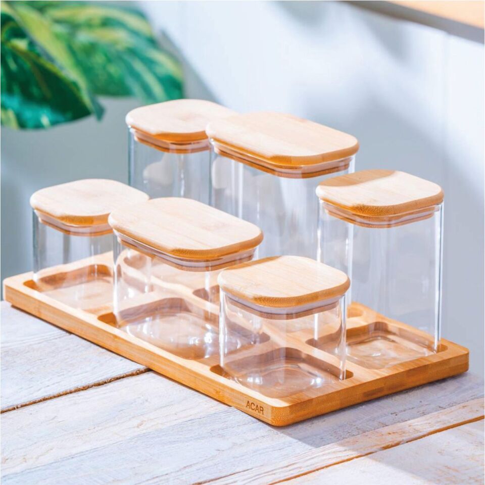 Acar Lnd-07585/4 Malıbu 6 Lı Bambu Standlı Baharatlık