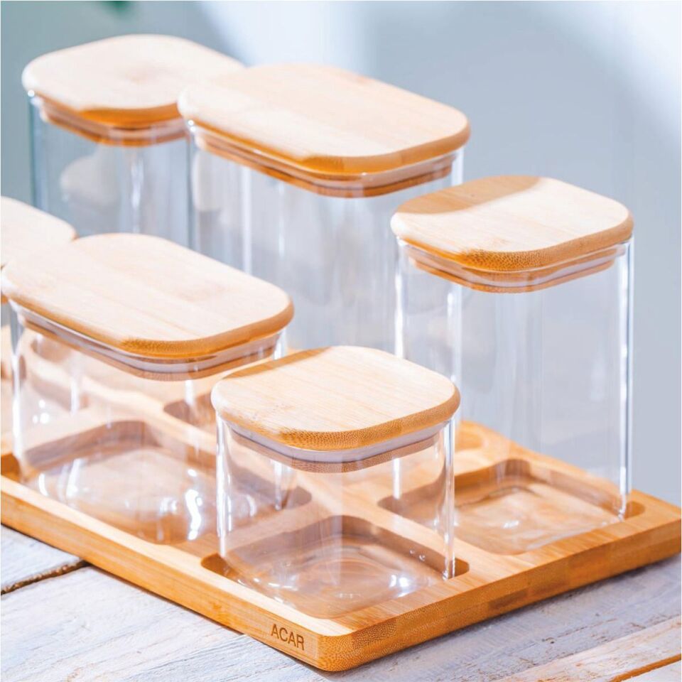 Acar Lnd-07585/4 Malıbu 6 Lı Bambu Standlı Baharatlık