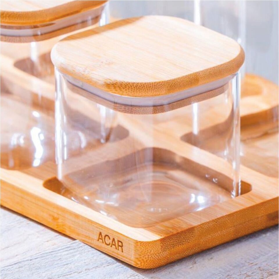 Acar Lnd-07585/4 Malıbu 6 Lı Bambu Standlı Baharatlık