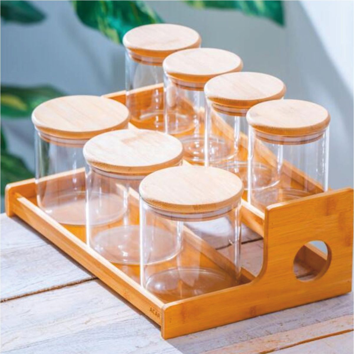 Acar Lnd-07588/4 Malıbu 7 Li Bambu Standlı Baharatlık