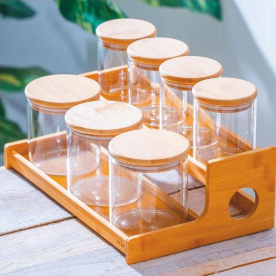 Acar Lnd-07588/4 Malıbu 7 Li Bambu Standlı Baharatlık