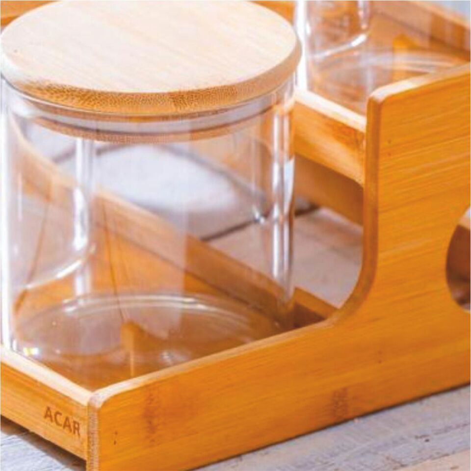 Acar Lnd-07588/4 Malıbu 7 Li Bambu Standlı Baharatlık