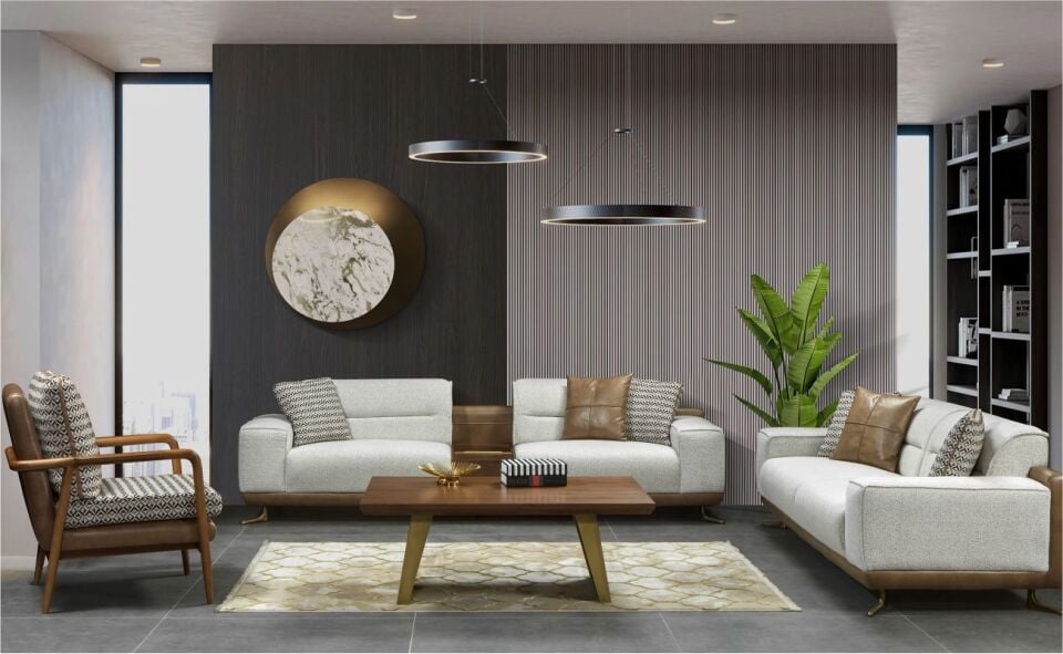 Lavinya Cavalli Koltuk Takımı 4+3+1+1 Tetra V01 -Deri Caz 023