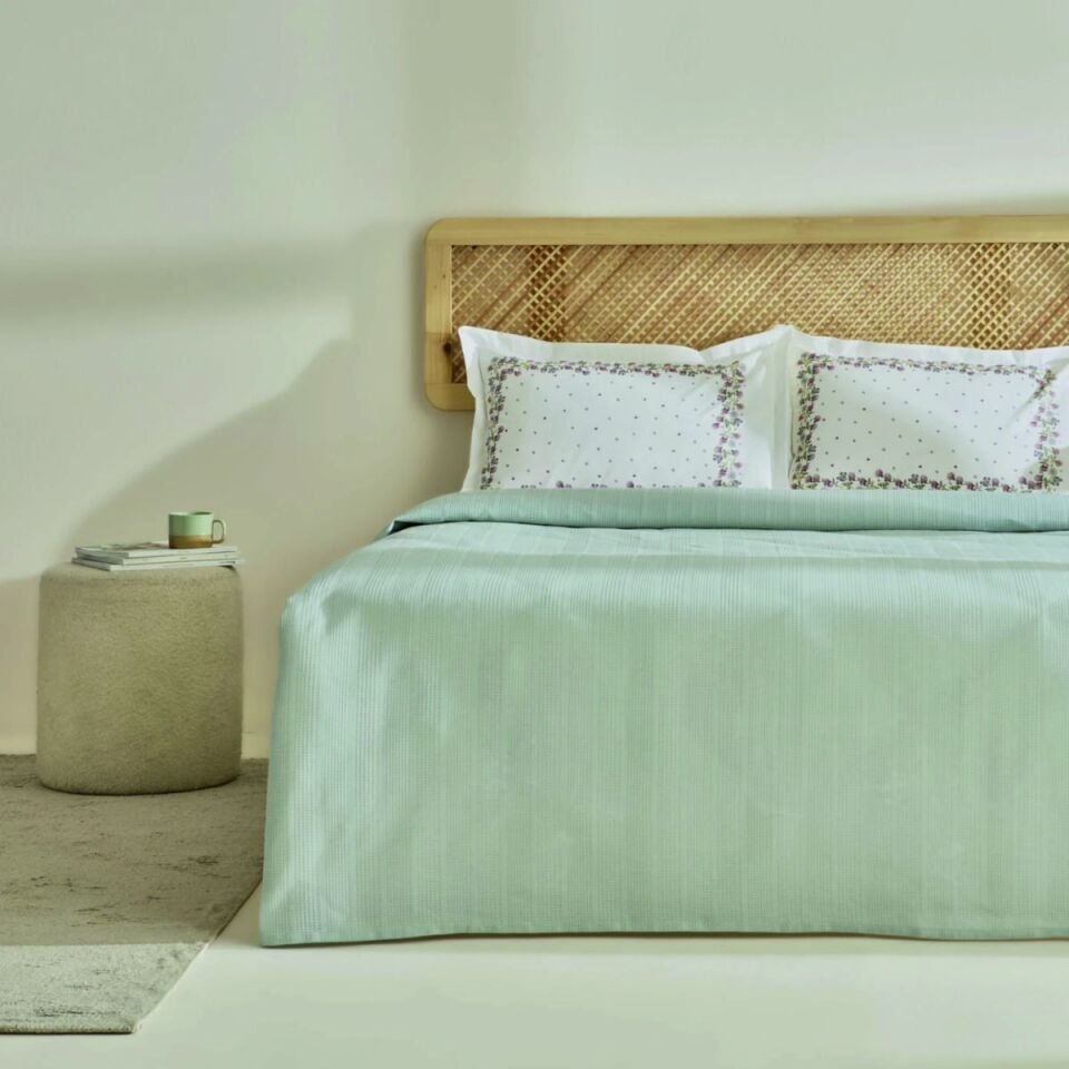 Karaca Home Roshell %100 Pamuk Tek Kişilik Pike Takımı Adaçayı