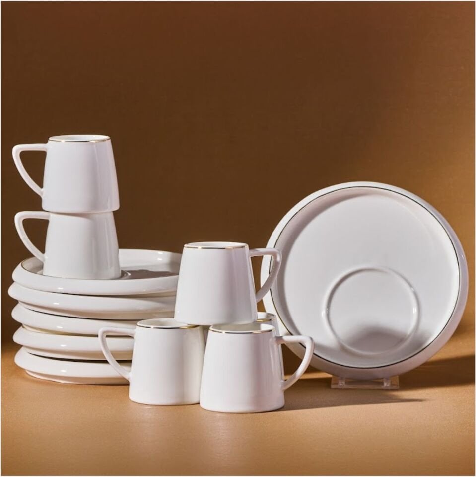 KARACA HAZAN 80 ML İKRAMLIKLI 6 K BEYAZ FİNCAN TAKIMI