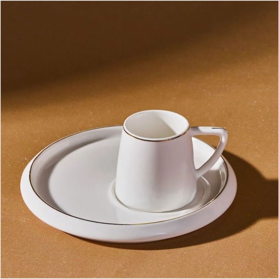 KARACA HAZAN 80 ML İKRAMLIKLI 6 K BEYAZ FİNCAN TAKIMI