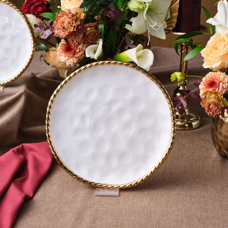 KARACA GOLDEST SERVİS TABAĞI 25 CM GOLD