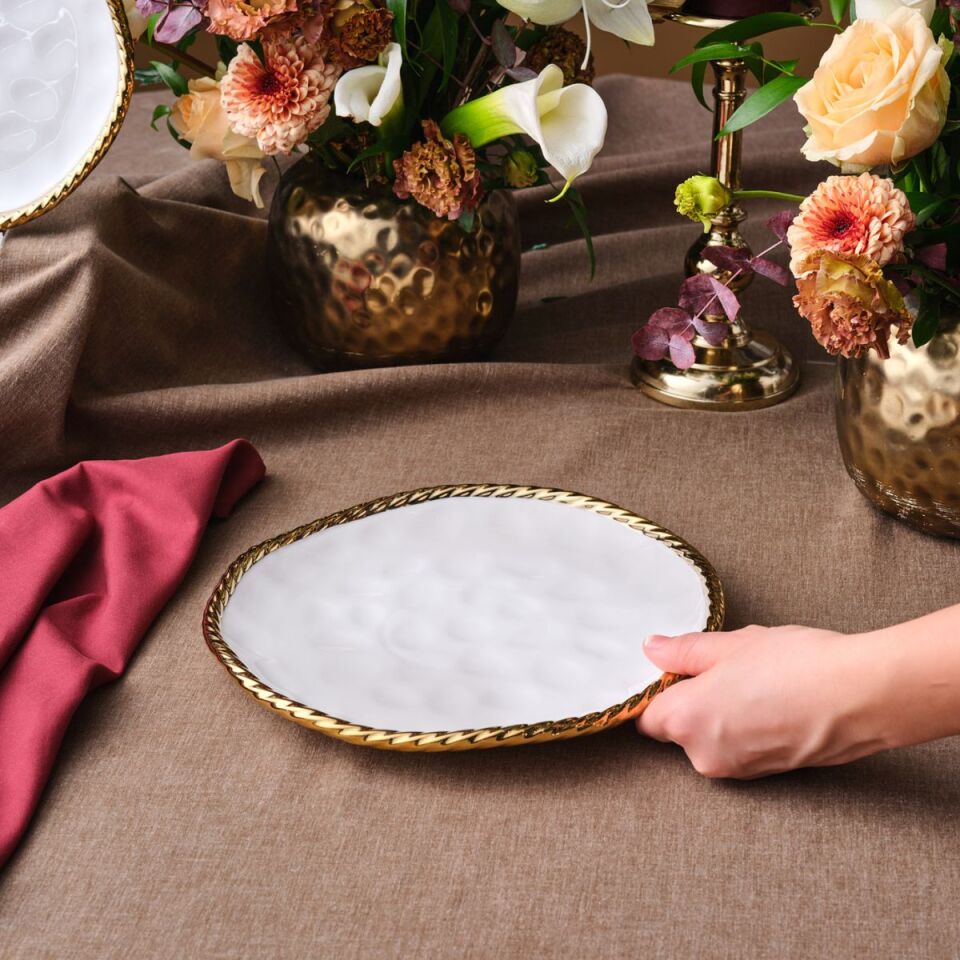 KARACA GOLDEST SERVİS TABAĞI 25 CM GOLD