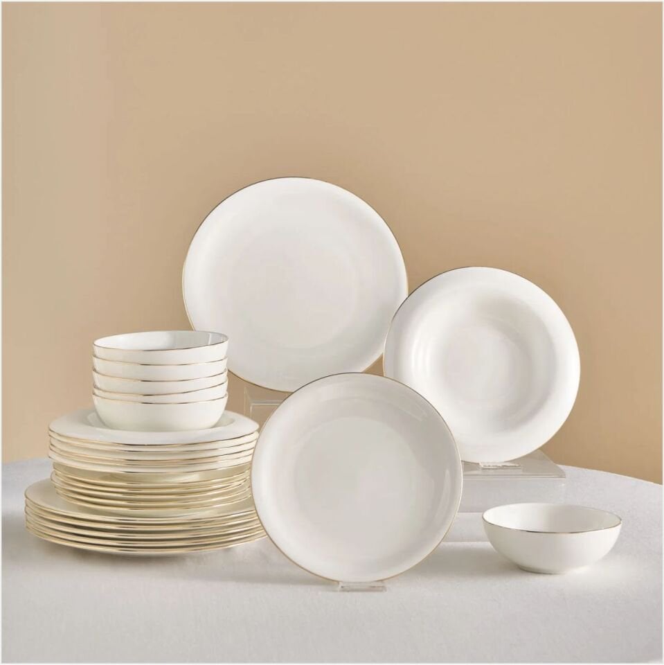 KARACA STREAM BONE PAVLİ 24 PARÇA YEMEK TAKIMI GOLD