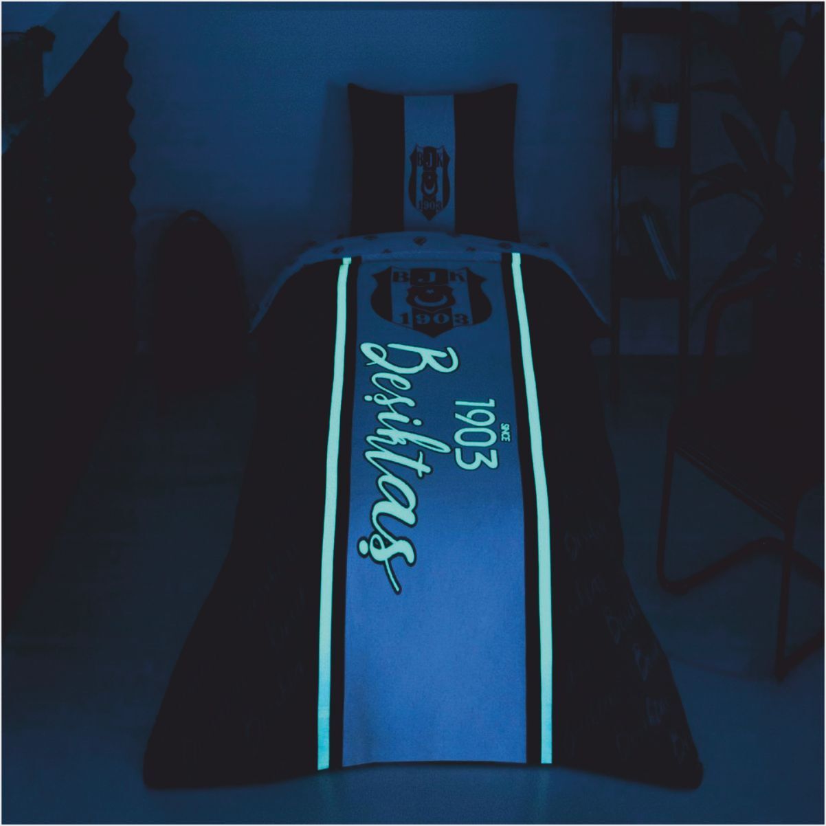 Taç Beşiktaş 1903 Glow Tek Kişilik Nevresim Takımı