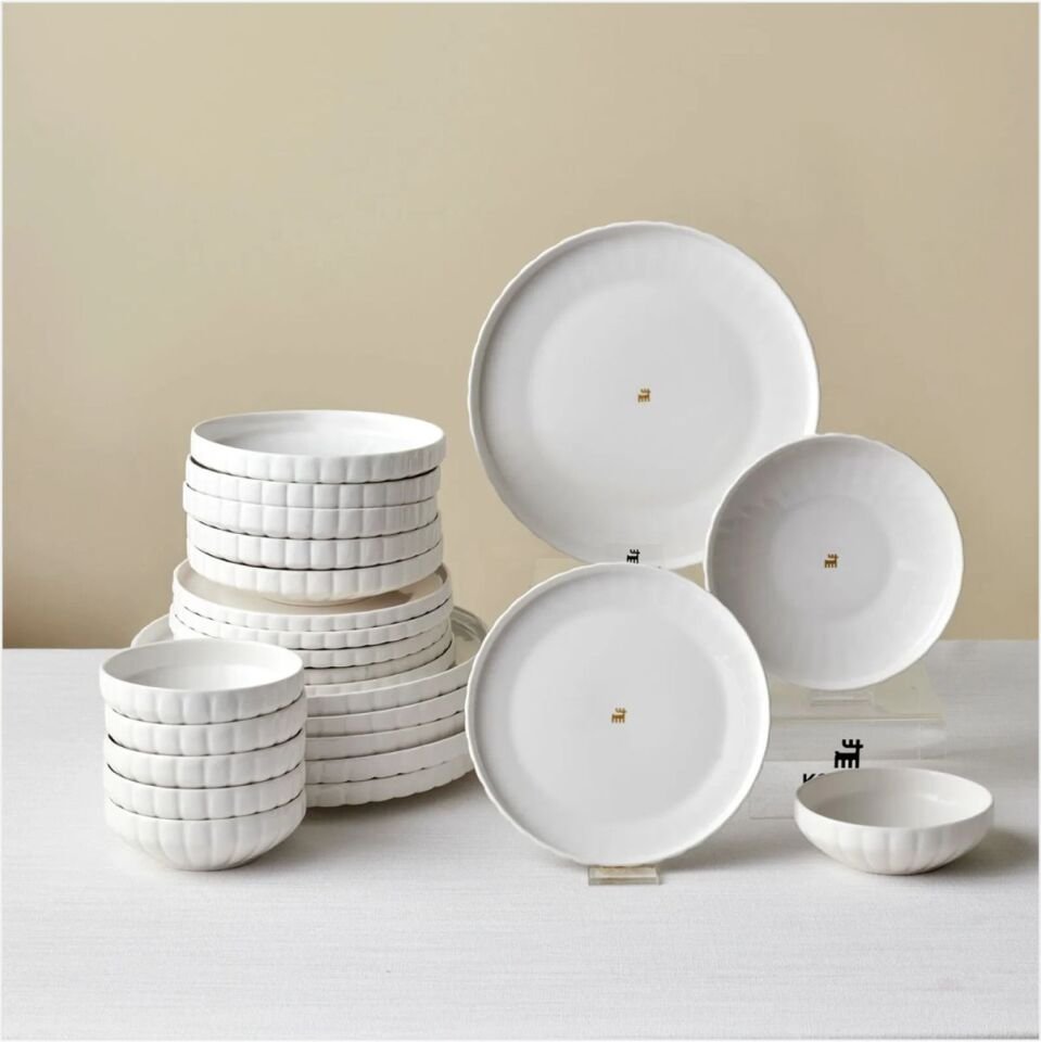 KARACA STREAM BONE PUMPKİN 24 PARÇA 6 KİŞİLİK YEMEK TAKIMI