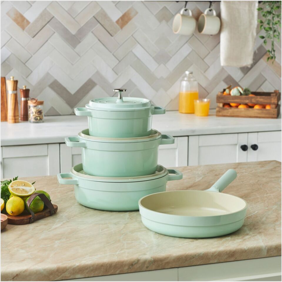 KARACA SWISS CRYSTAL NEOCAST 7 PARÇA TENCERE TAVA YEŞİL