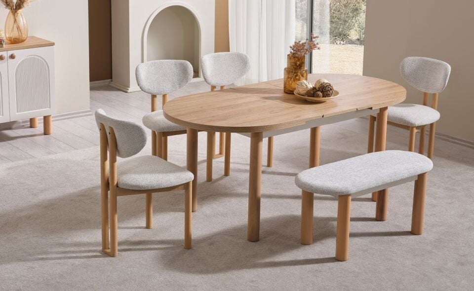 Bohem 90X156  Kaşıklıklı Kalın Ayak Masa