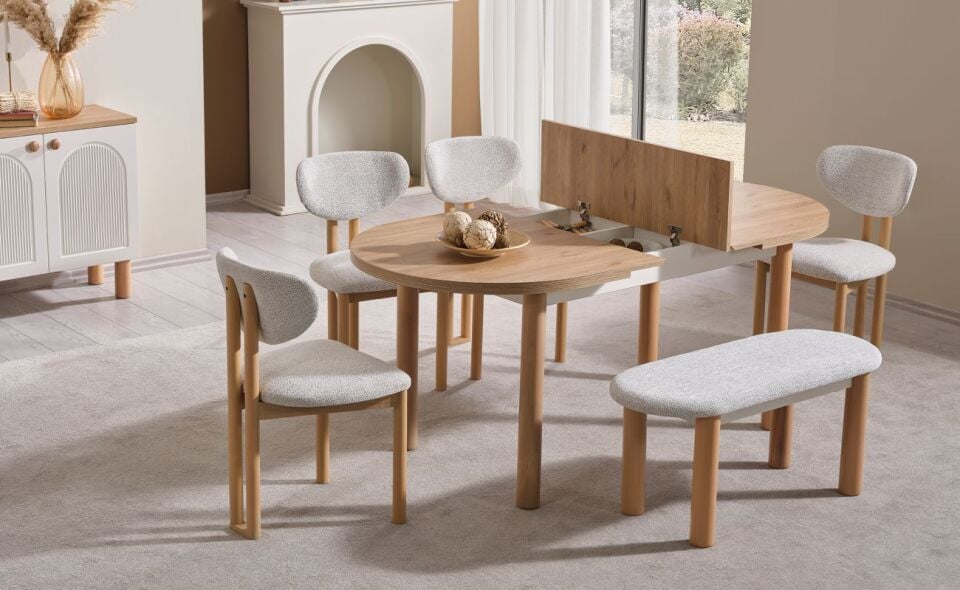 Bohem 90X156  Kaşıklıklı Kalın Ayak Masa