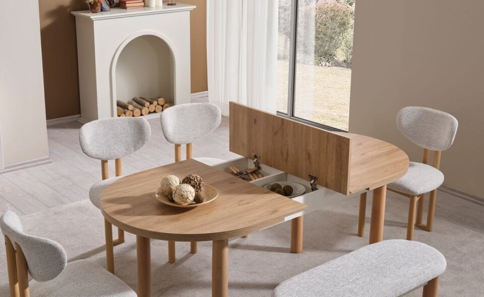 Bohem 90X156  Kaşıklıklı Kalın Ayak Masa