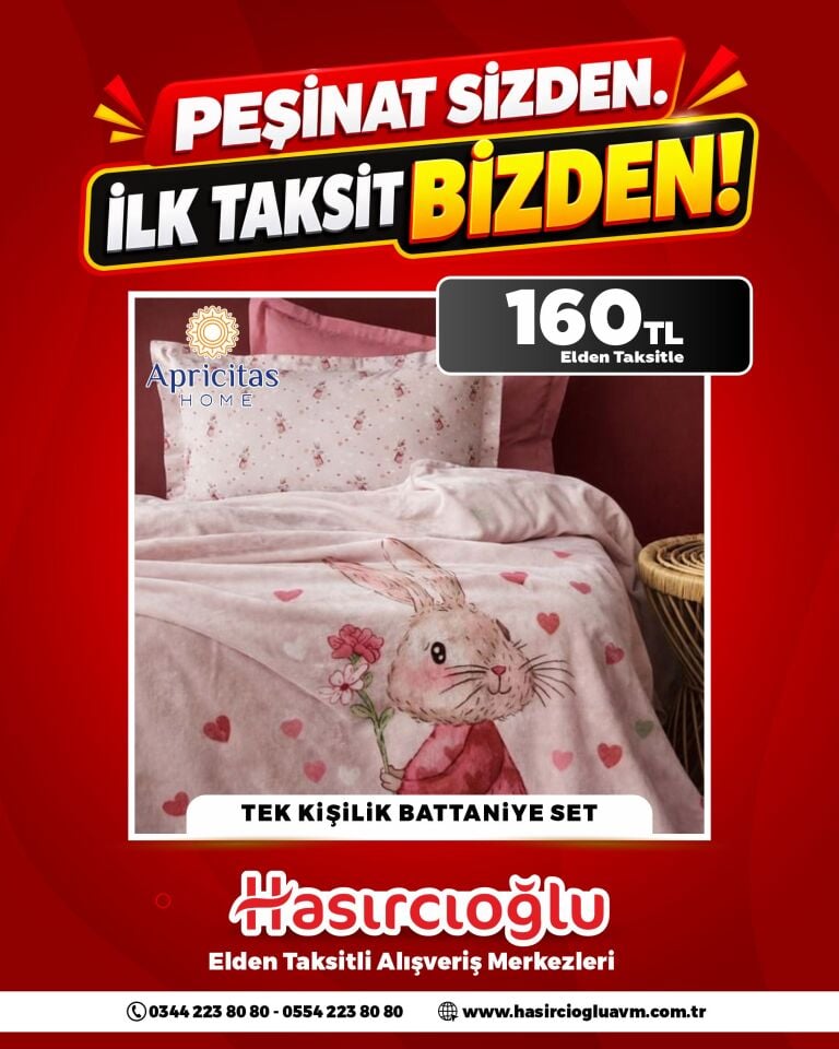 TEK KİŞLİK BATANİYE SETİ 160 TL ELDEN TAKSİTLE