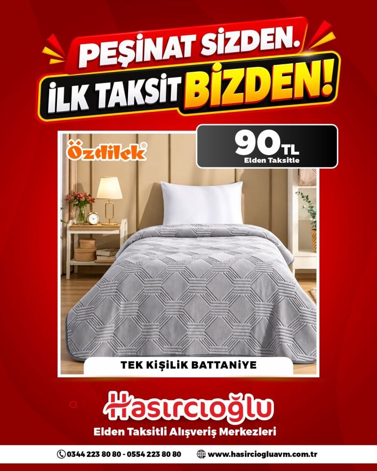 ÖZDİLEK TEK KİŞİLİK BATANİYE 90 TL ELDEN TAKSİTLE