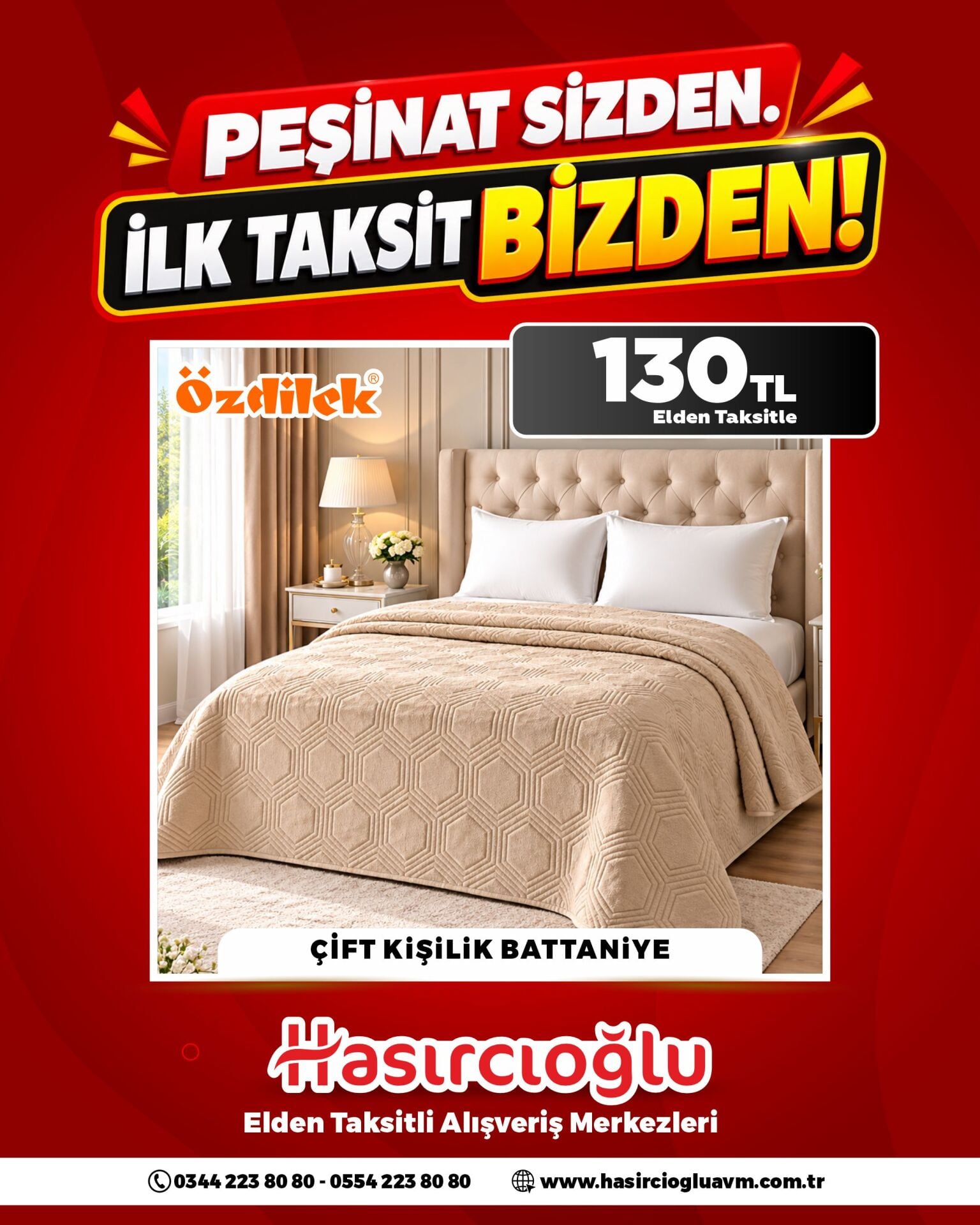 ÇİFT KİŞİLİK BATTANİYE Özdilek 130 TL Elden Taksitle