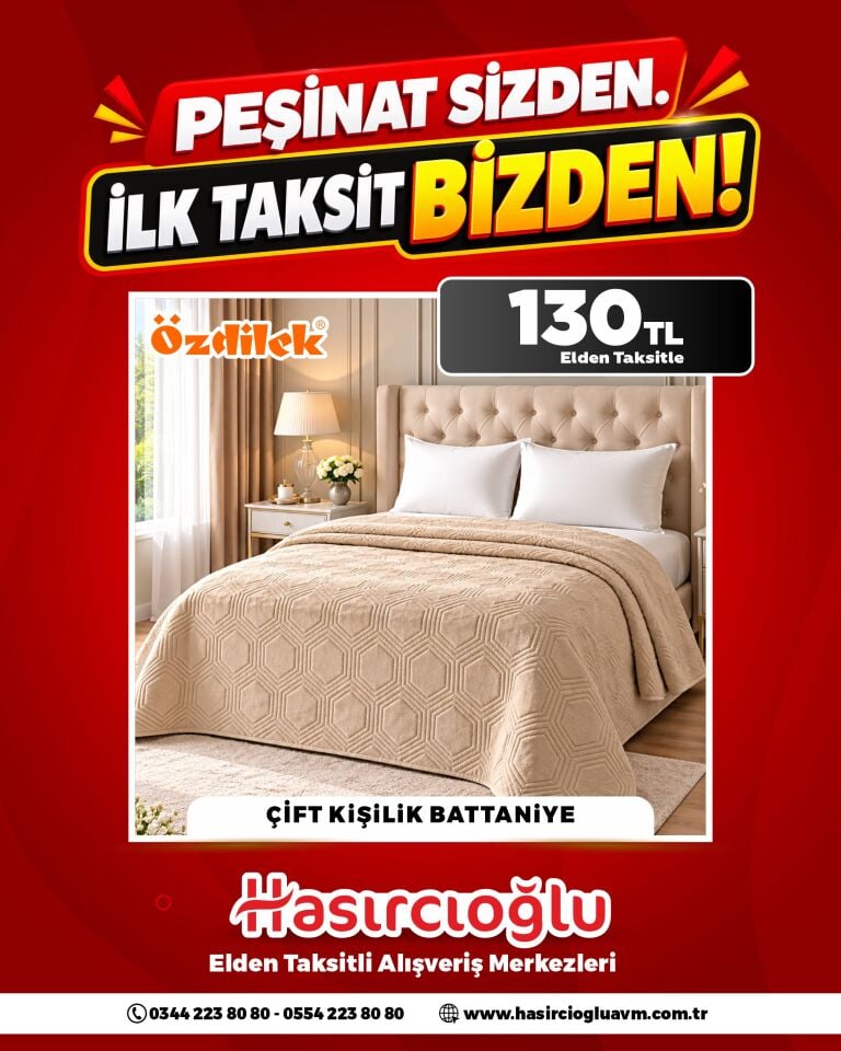 ÇİFT KİŞİLİK BATTANİYE Özdilek 130 TL Elden Taksitle