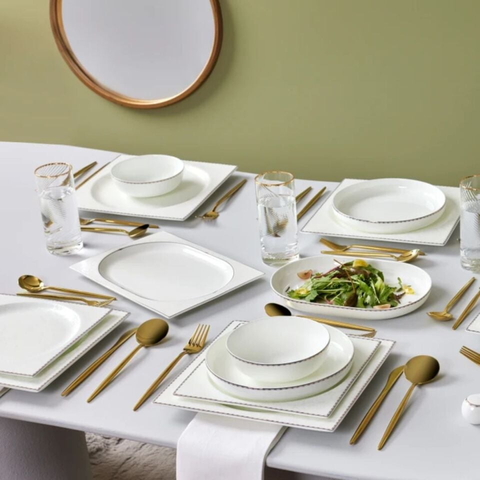 Karaca Fine Pearl Extra Else 62 Parça 12 Kişilik İnci Yemek Takımı