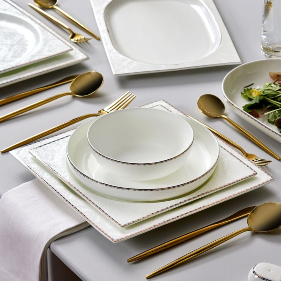 Karaca Fine Pearl Extra Else 62 Parça 12 Kişilik İnci Yemek Takımı