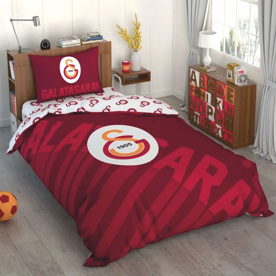 Taç Lisanslı Brf Nevresim Takımı Galatasaray  Kırmızı Logo