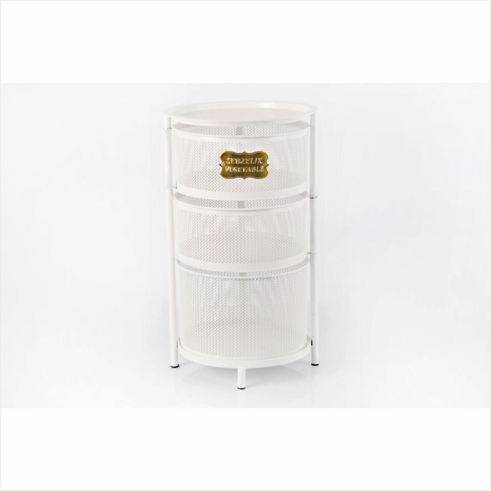 Yıldıray 1058 3 Katlı Açılır Kapanır Ferforje Sebzelik Beyaz