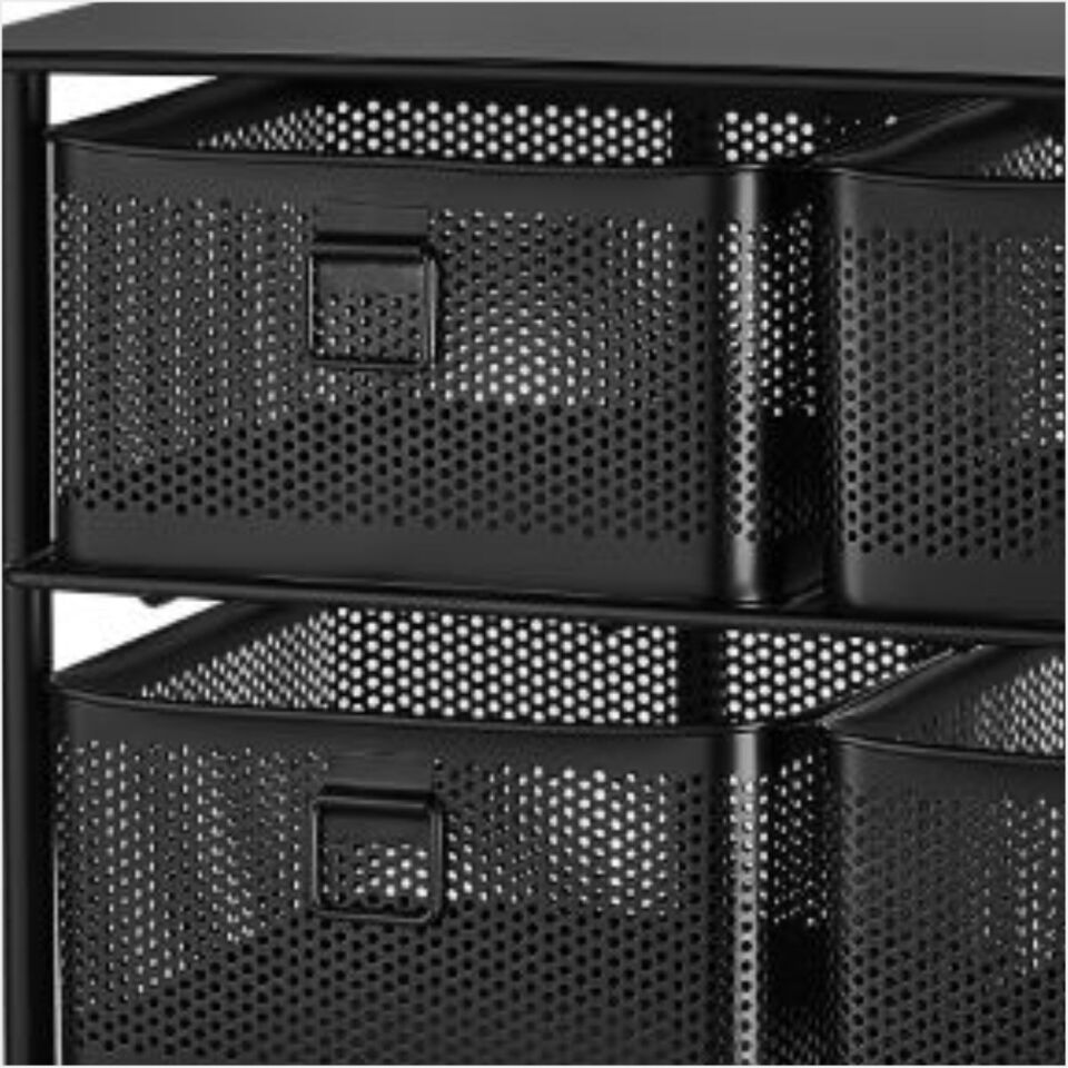 Yıldıray 1059T 3 Katlı 6 Çekmeceli Tekerlekli Sebzelik Siyah