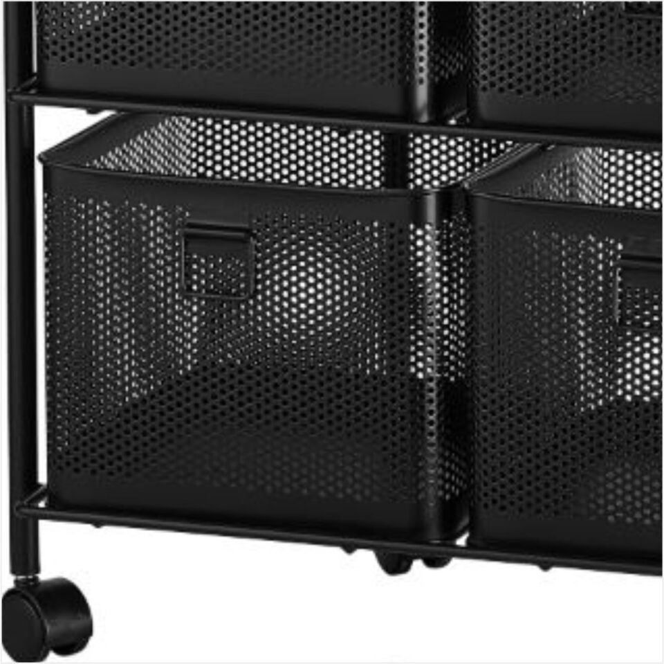 Yıldıray 1059T 3 Katlı 6 Çekmeceli Tekerlekli Sebzelik Siyah