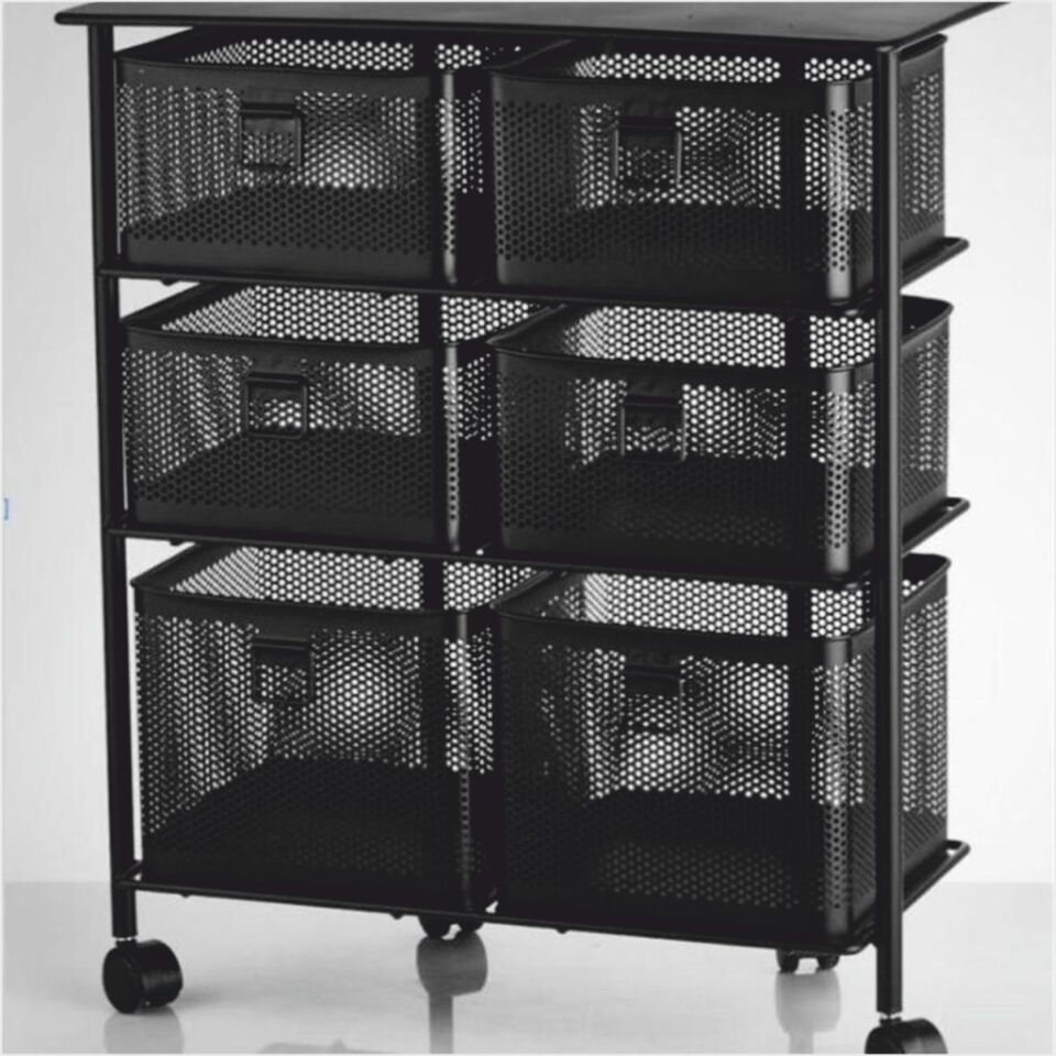 Yıldıray 1059T 3 Katlı 6 Çekmeceli Tekerlekli Sebzelik Antrasit